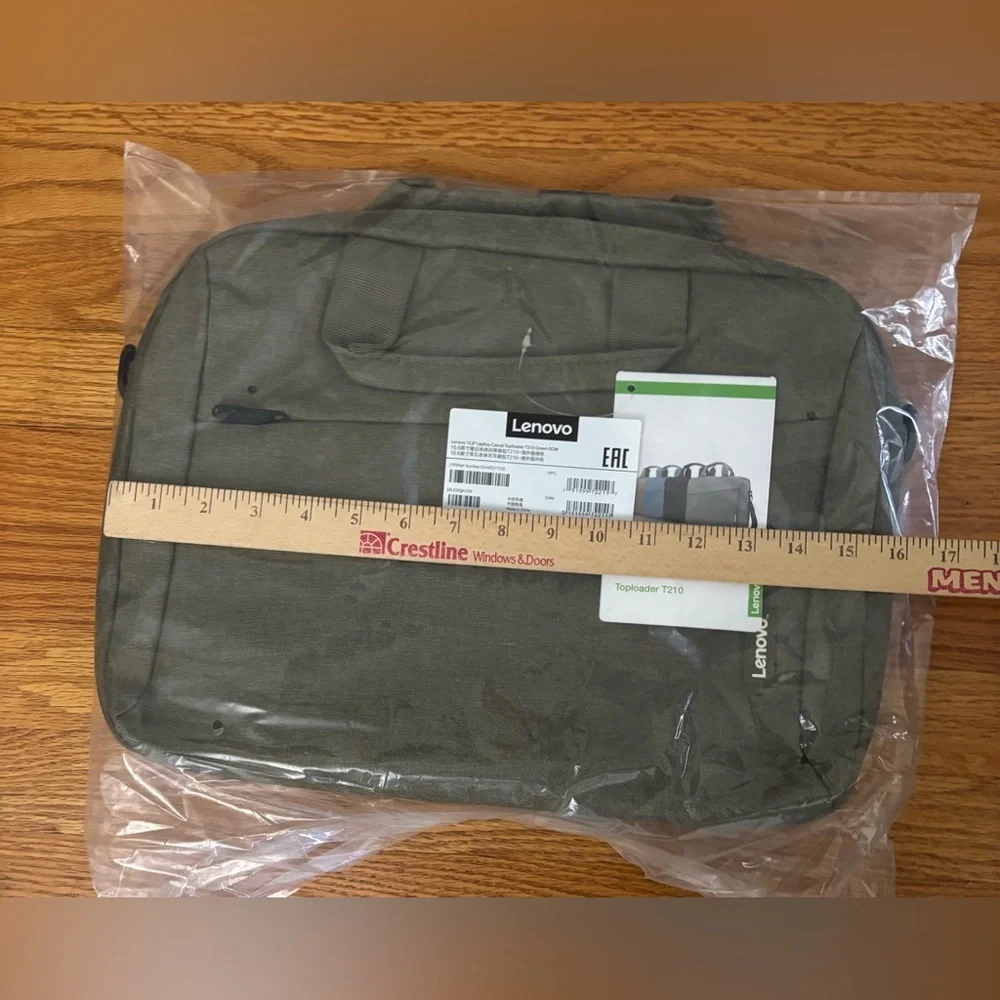 Lenovo Laptop Bag Unisex Green 15.6” Top-loader T210 Accessory Shoulder Bag New